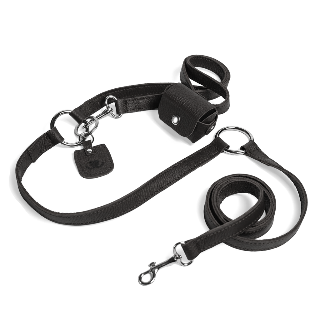 Луксозен hands-free кучешки повод от естествена кожа