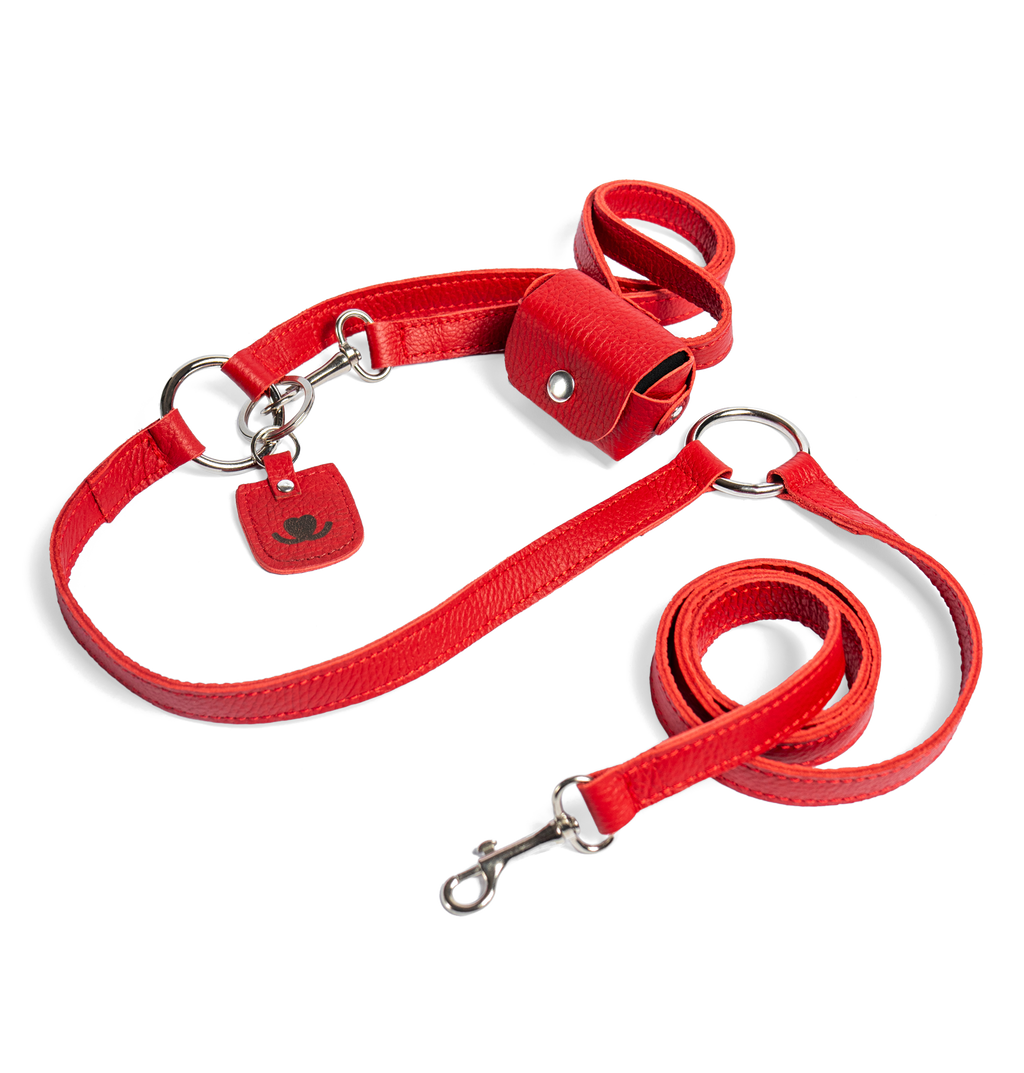 Луксозен hands-free кучешки повод от естествена кожа